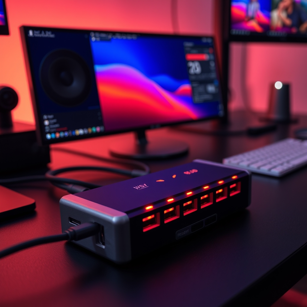 Thermal image showing a multi-port USB-C adapter overheating.