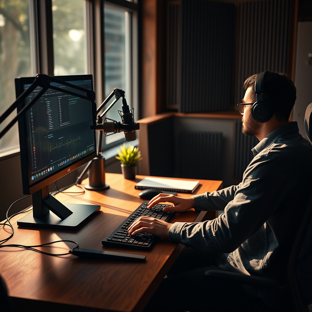 Person recording podcast under a blanket fort, demonstrating an effective, low-cost acoustic treatment for superior audio.