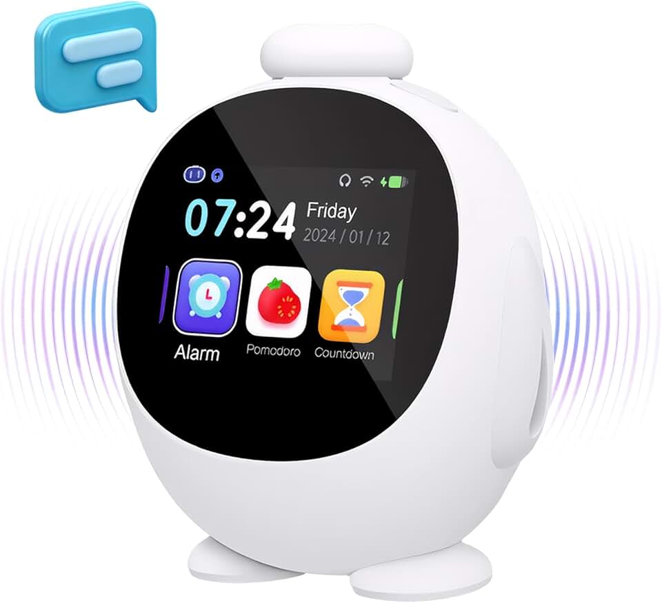 Smart Alarm Clock for Kids with AI Voice & Time Management, Sleep Trainer with 12 White Noise Sounds, Ok to Wake Nig