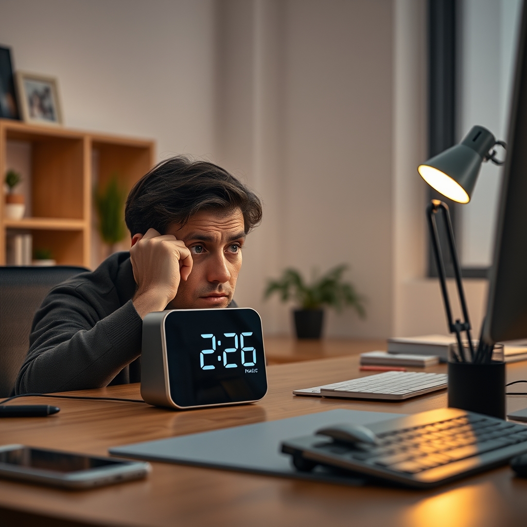 User contemplating smart clock's privacy implications