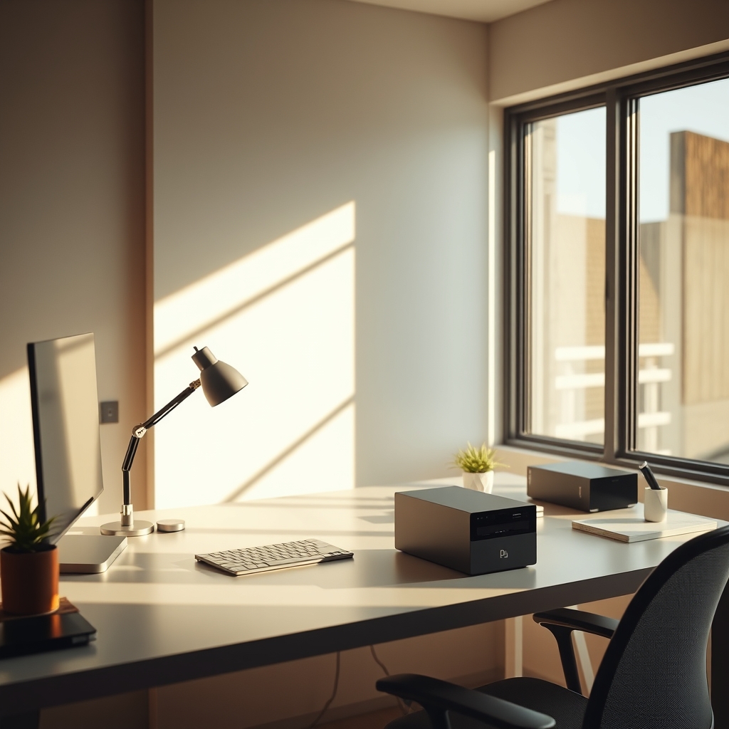 Abstract representation of mental clarity and a focused flow state within a clean workspace.