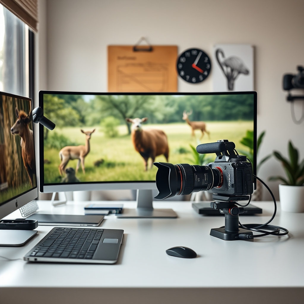 Professional videographer capturing wildlife with a compact APS-C camera and a long telephoto lens, demonstrating extended reach and portability