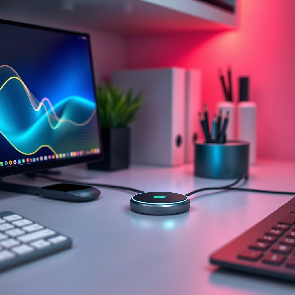 Wireless charging hub with visual overlay highlighting heat generation and power loss during inductive transfer.